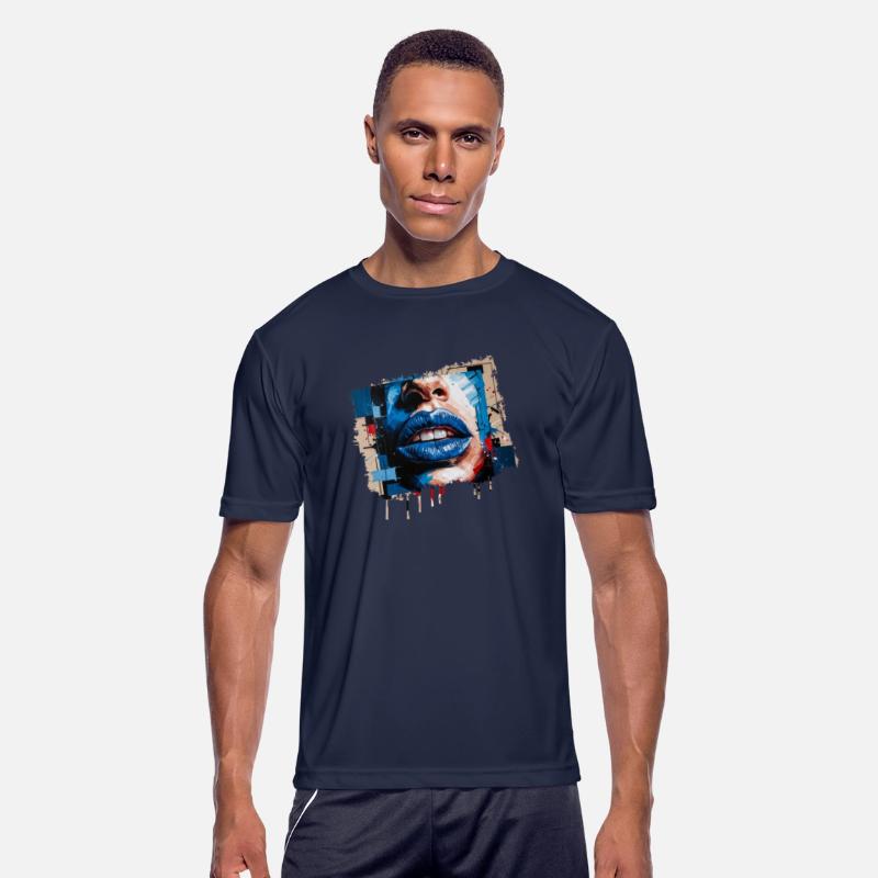 Abstract lips painted with a colorful brush