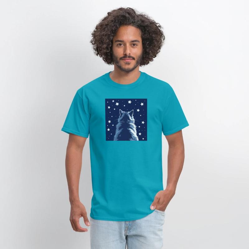 Star Gazer Cat Illustration