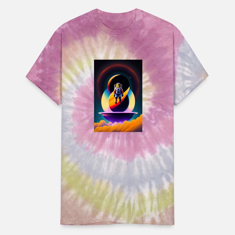 stylized 2d illustration of astronaut floating in