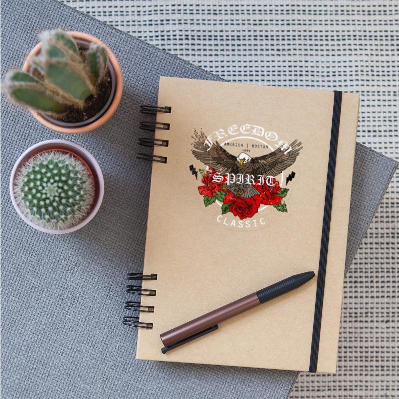 Vintage Eagle Spirit Design with Roses and Lightni