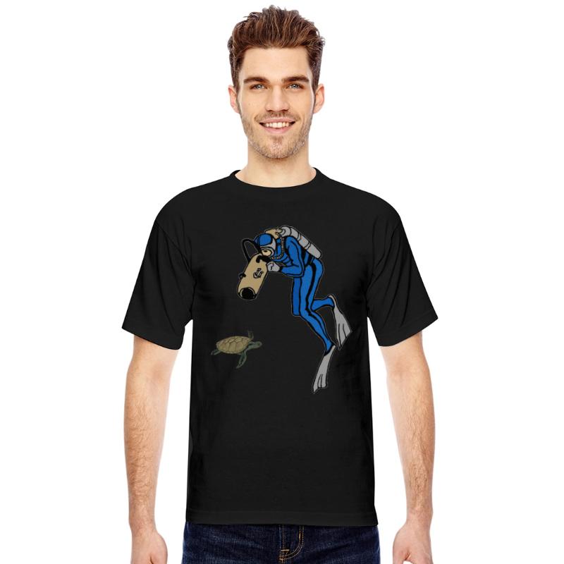 Vintage SCUBA Diver Photographing a Turtle URM