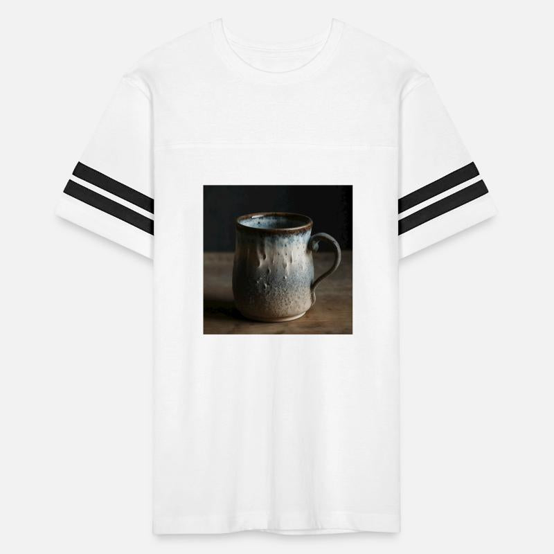 A rough ceramic mug is a handmade piece