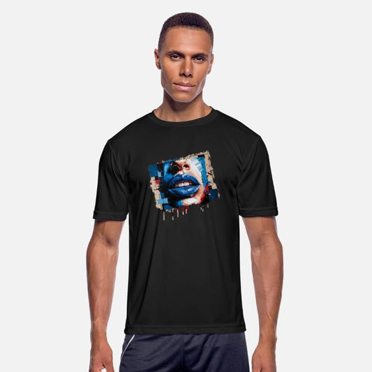 Abstract lips painted with a colorful brush