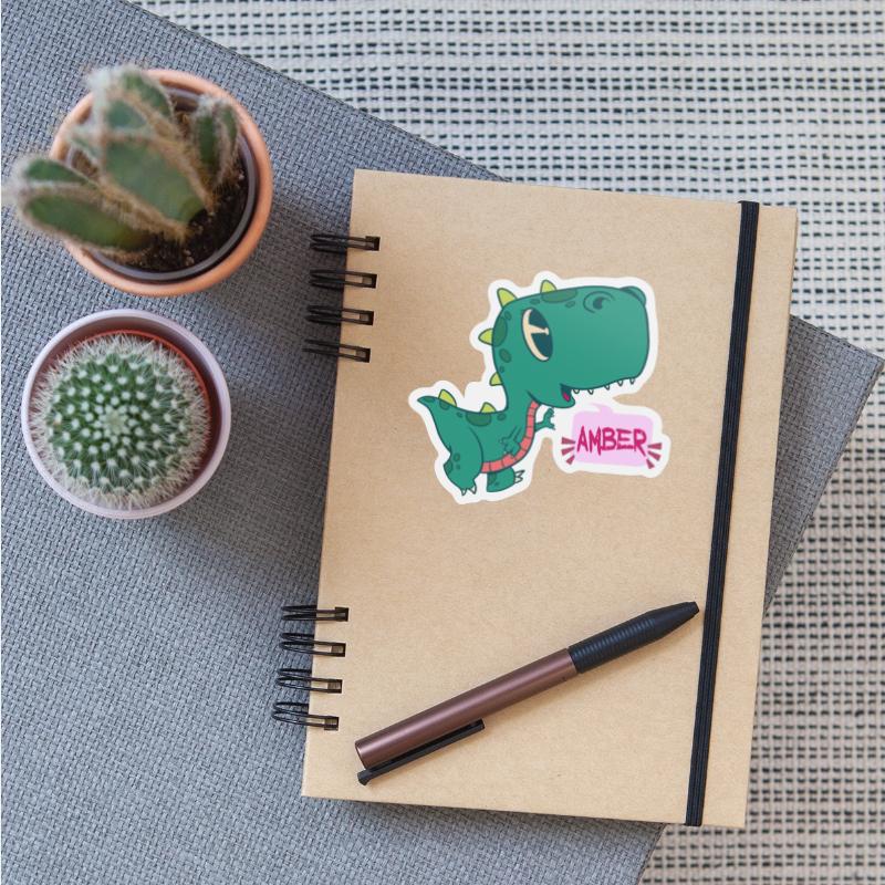 AMBER - Lovely girl name with cute dinosaur