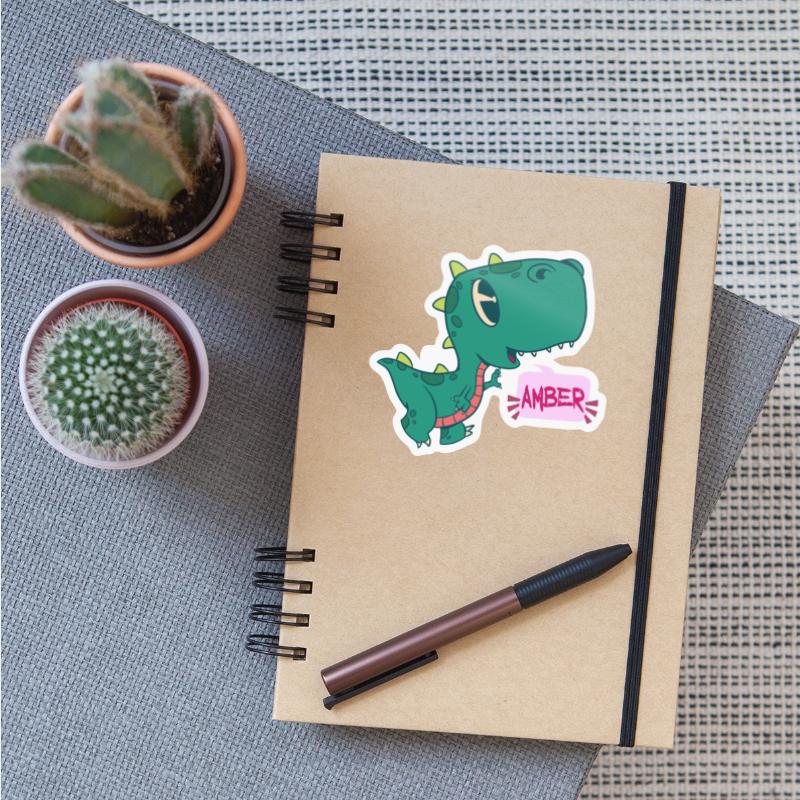 AMBER - Lovely girl name with cute dinosaur