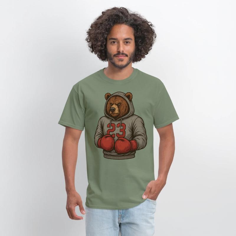 Bear 23 Boxing Hoodie Grizzly Gym Fighter Tee