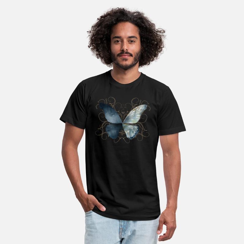 Butterfly wings in bluish watercolor colors