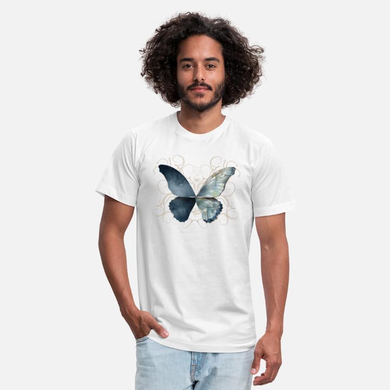 Butterfly wings in bluish watercolor colors