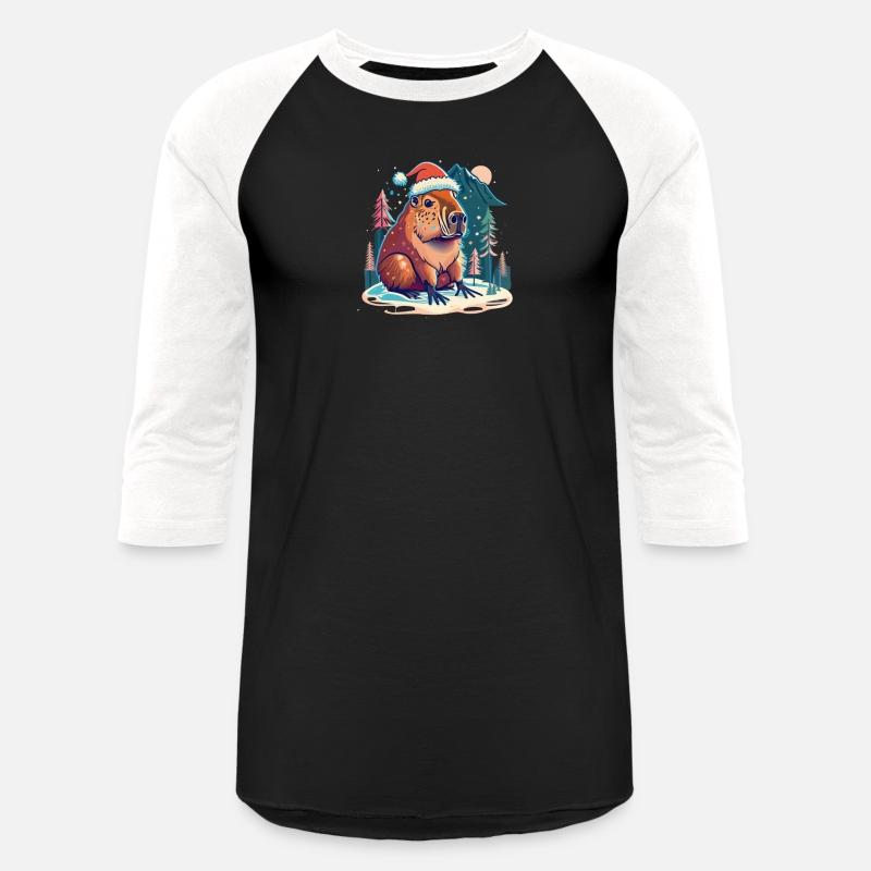 Capybara Christmas 2D with mountain background