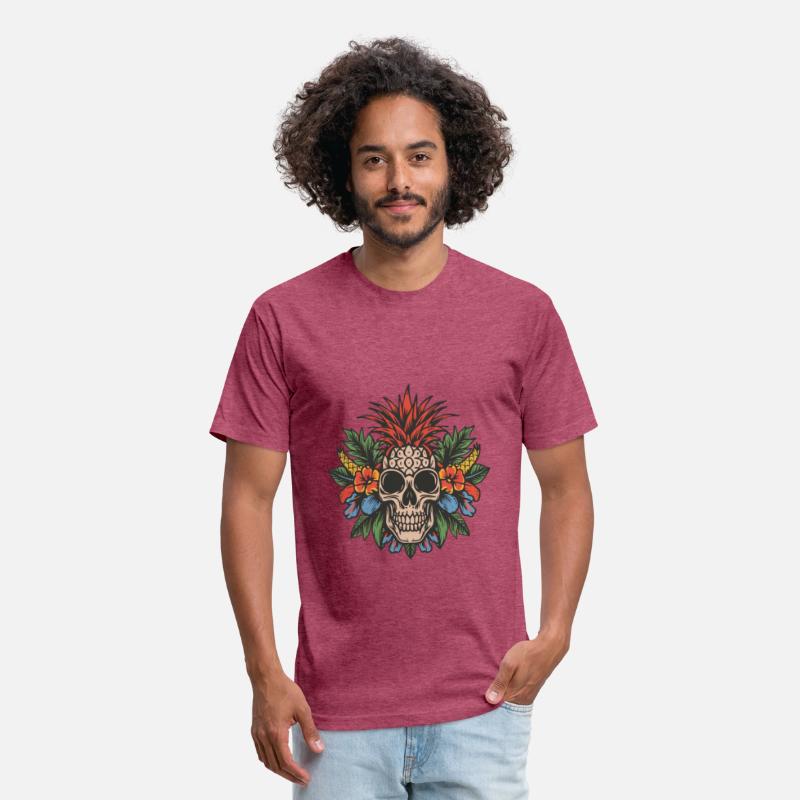 Colourful exotic skull with pineapple and flowers