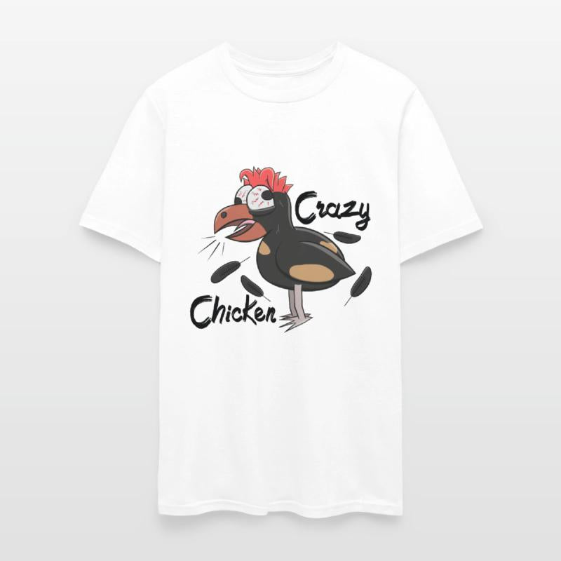Crazy Shocked Farm Chicken Funny Cartoon Black