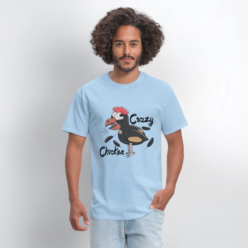 Crazy Shocked Farm Chicken Funny Cartoon Black