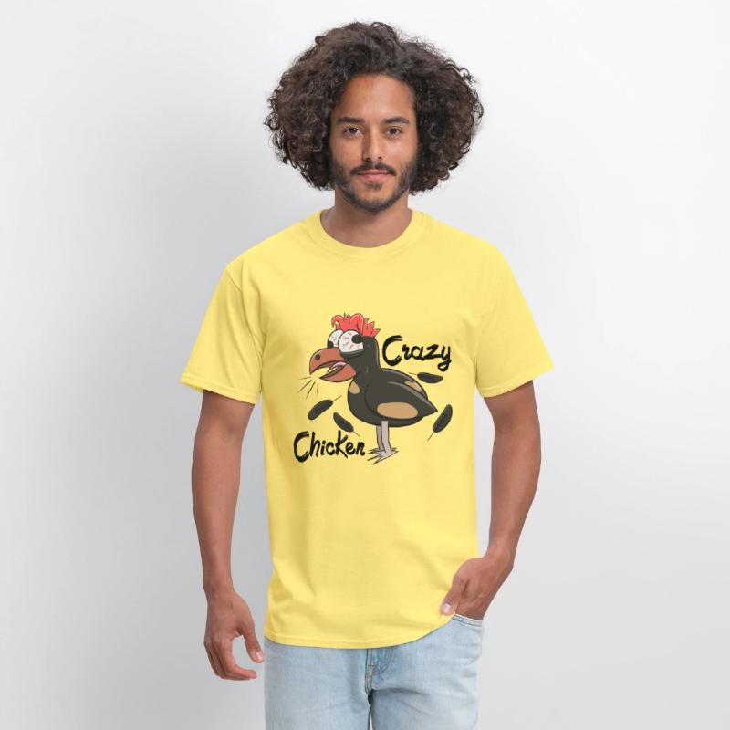 Crazy Shocked Farm Chicken Funny Cartoon Black