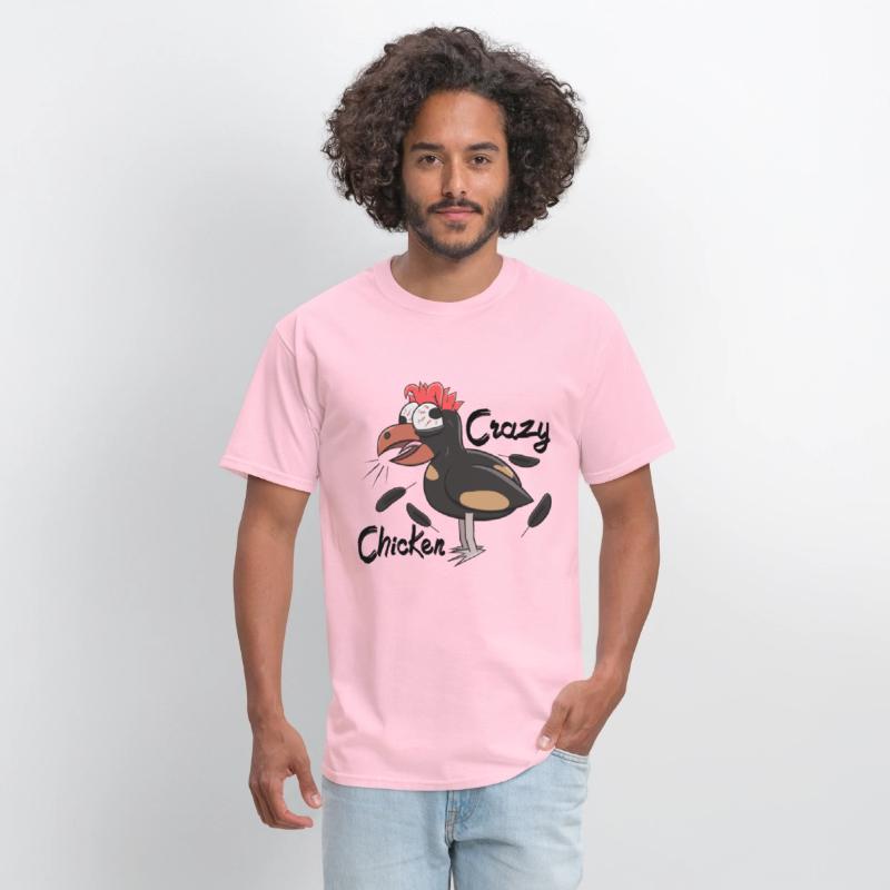 Crazy Shocked Farm Chicken Funny Cartoon Black