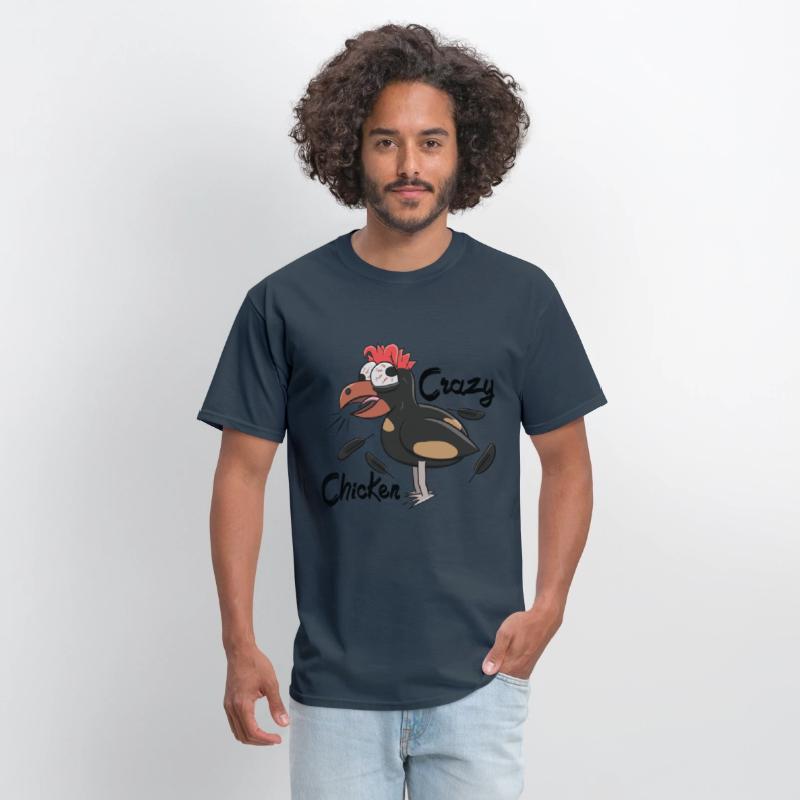 Crazy Shocked Farm Chicken Funny Cartoon Black