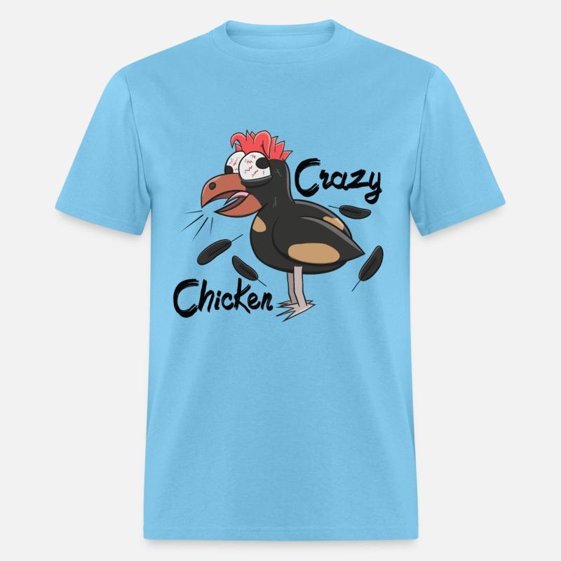 Crazy Shocked Farm Chicken Funny Cartoon Black