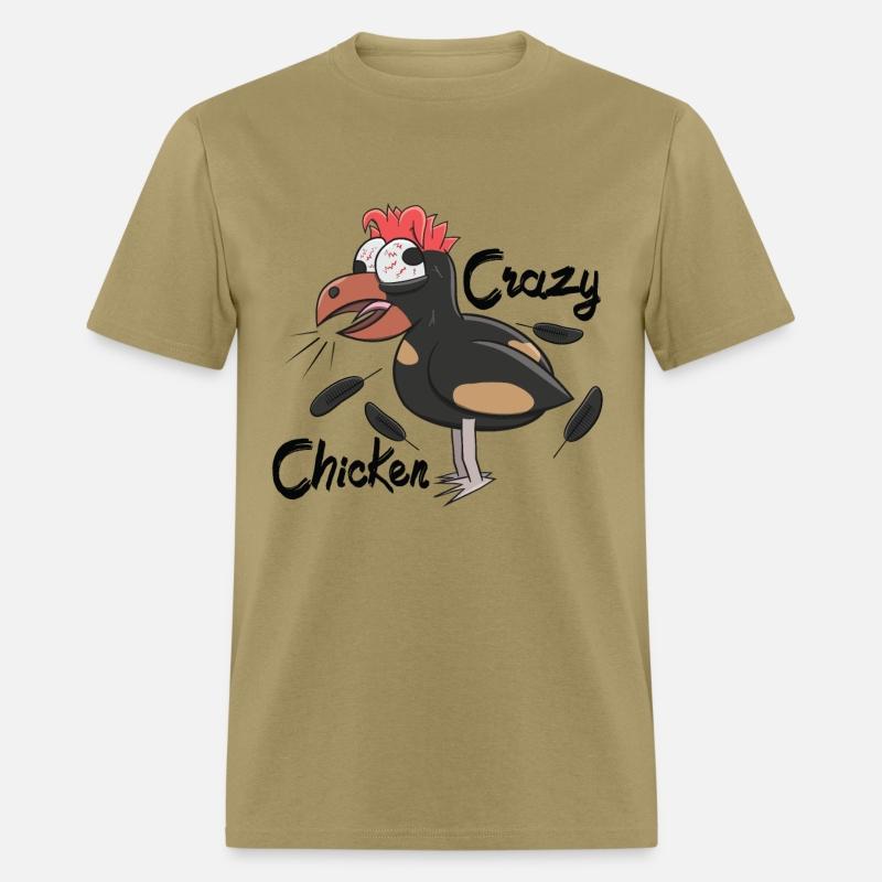 Crazy Shocked Farm Chicken Funny Cartoon Black