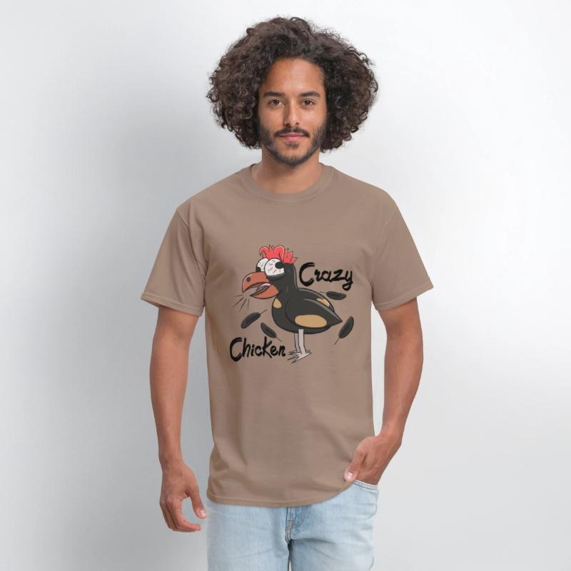 Crazy Shocked Farm Chicken Funny Cartoon Black