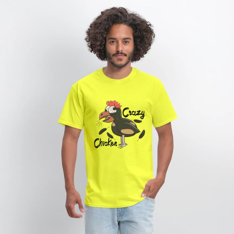 Crazy Shocked Farm Chicken Funny Cartoon Black