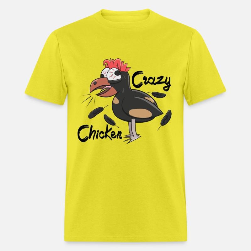 Crazy Shocked Farm Chicken Funny Cartoon Black