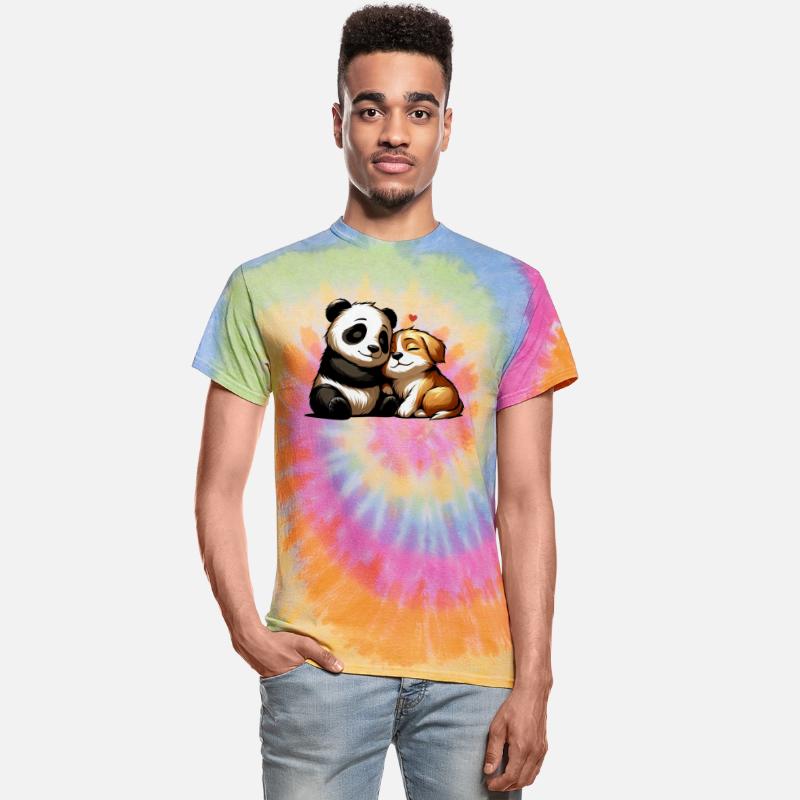 Cuddling Dog And Panda In Love