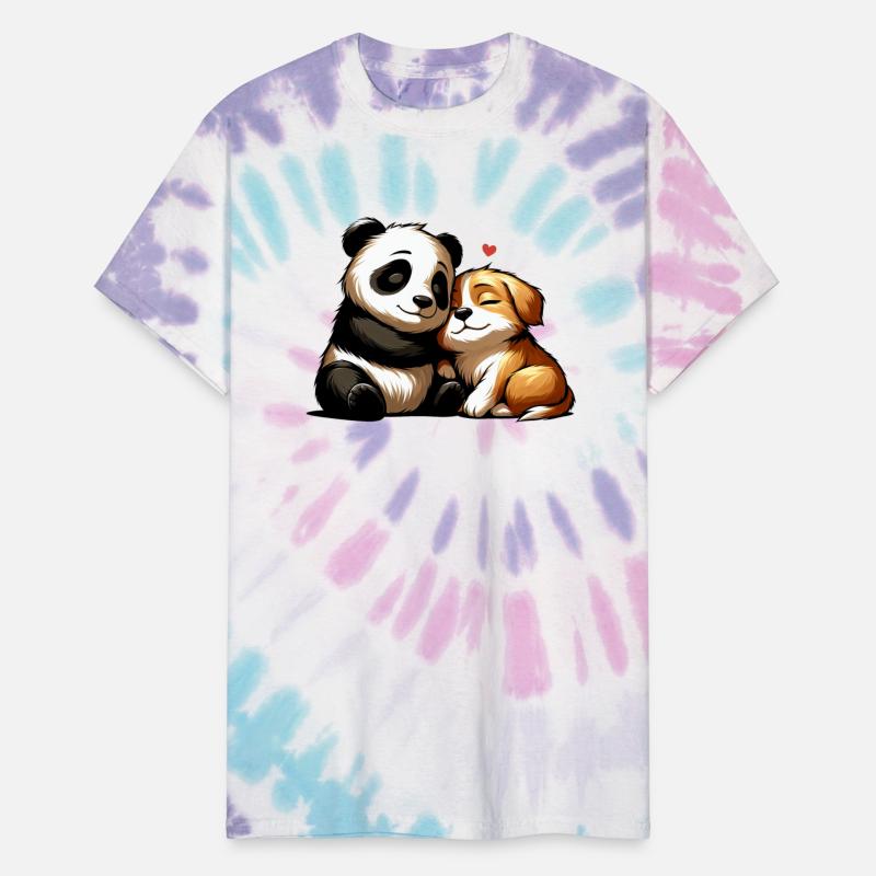 Cuddling Dog And Panda In Love