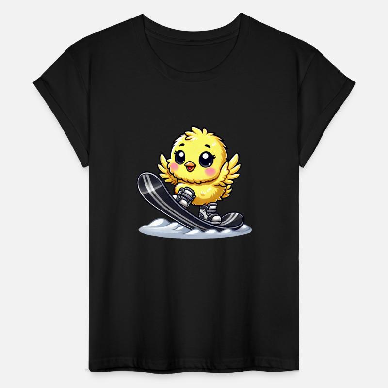 Cute Chicken Snowboard Cartoon Winter Sports