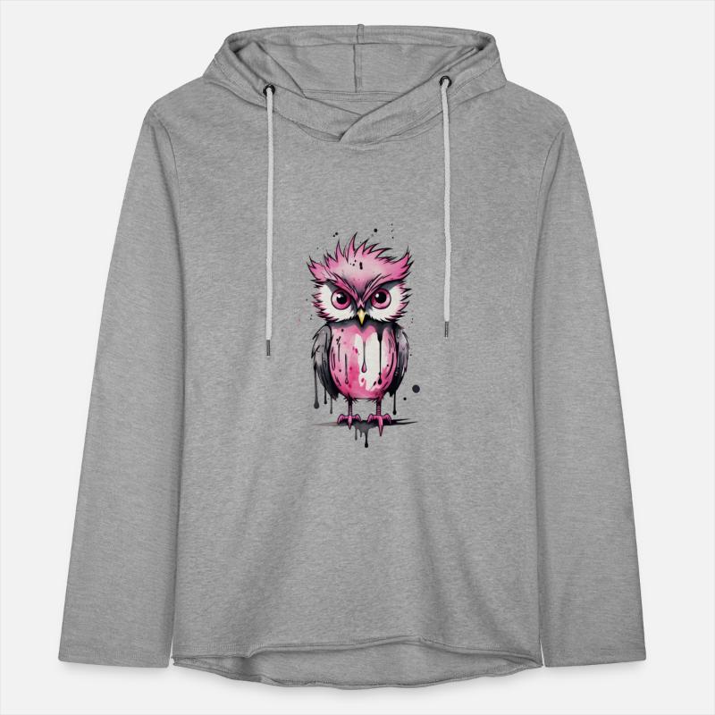 Cute pink owl with tousled hairstyle
