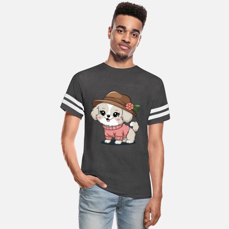 Cute Puppy in Sweater and Hat Illustration