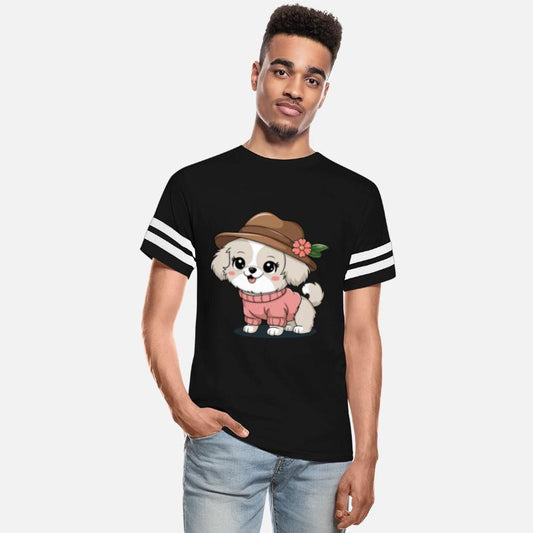 Cute Puppy in Sweater and Hat Illustration