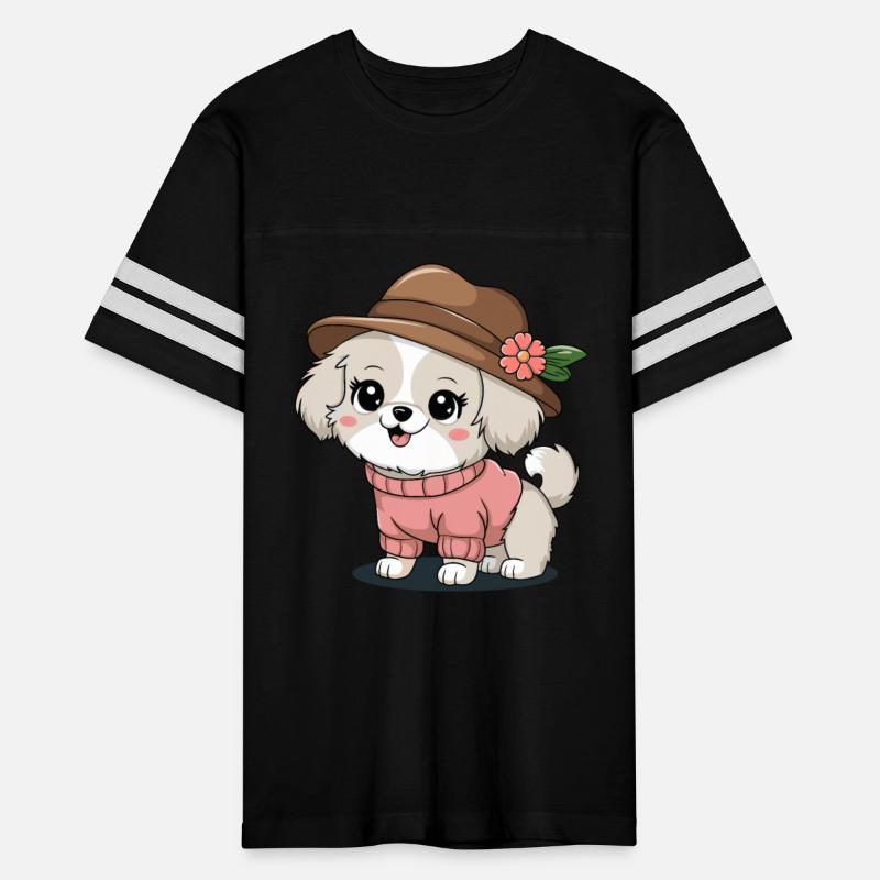 Cute Puppy in Sweater and Hat Illustration