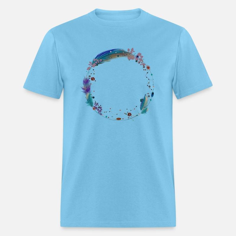 delicate frame of feathers and ethnic symbols