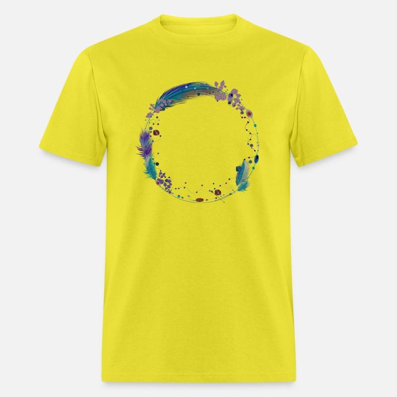 delicate frame of feathers and ethnic symbols