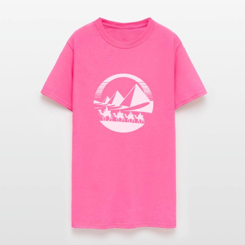 Desert Caravan With Pyramids In The Background