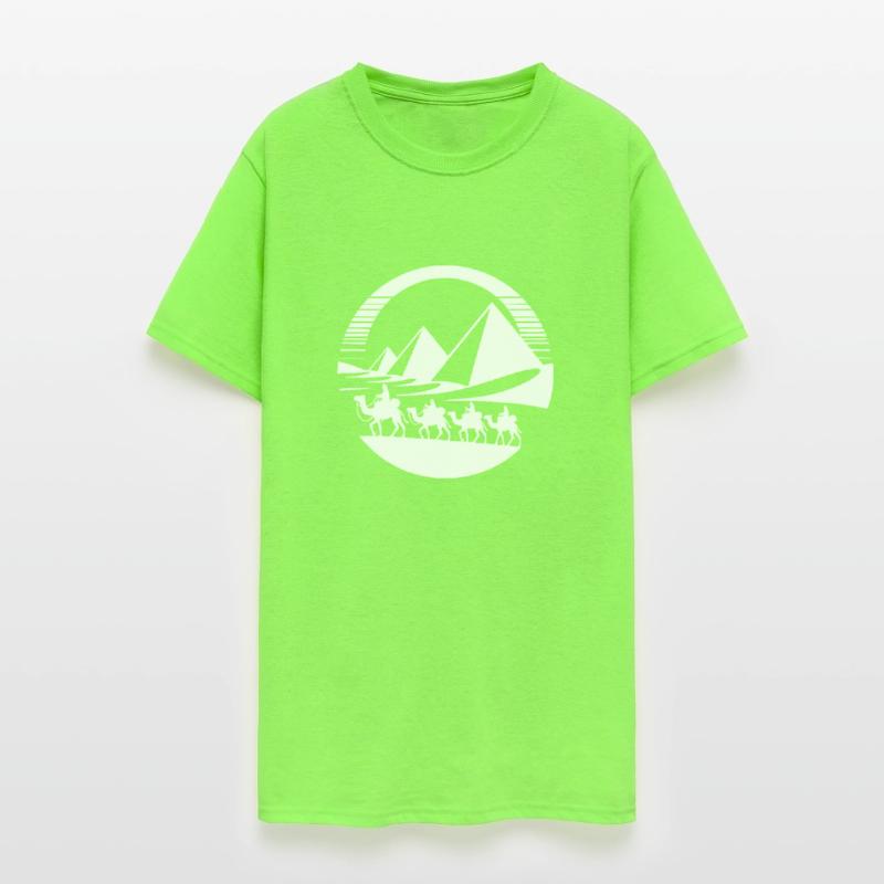 Desert Caravan With Pyramids In The Background