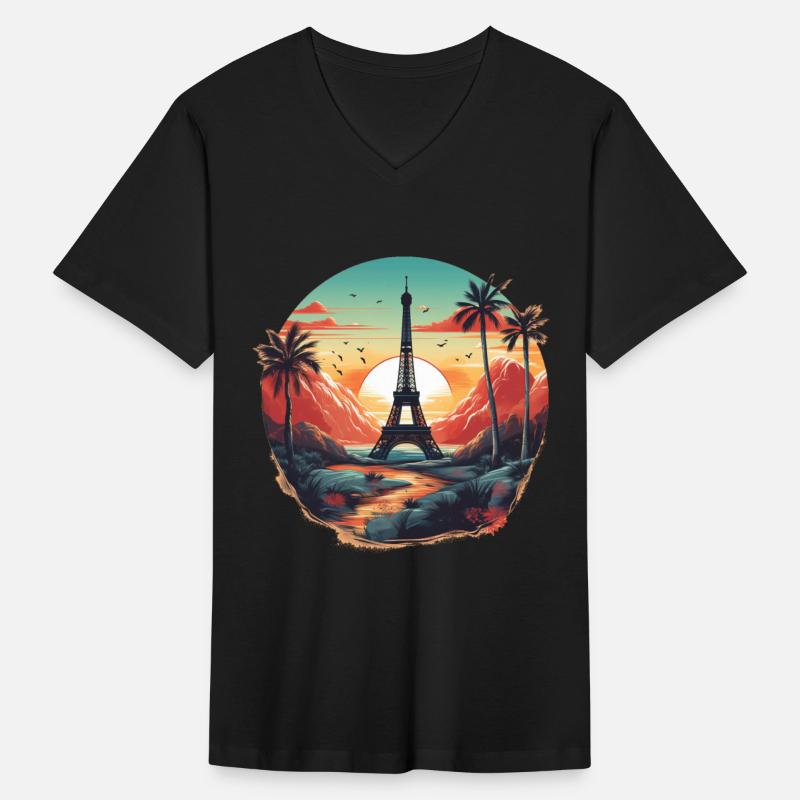 Eiffel Tower, rivers and palm trees