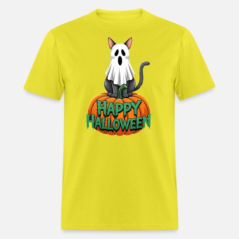Haunted Halloween Cat and Pumpkin - Spooky Ghost