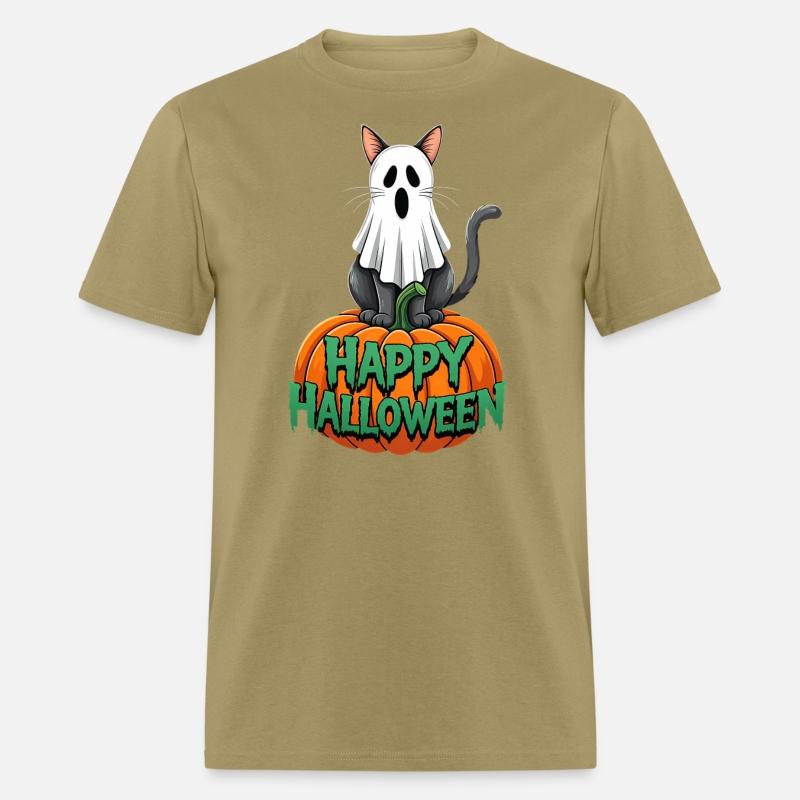 Haunted Halloween Cat and Pumpkin - Spooky Ghost
