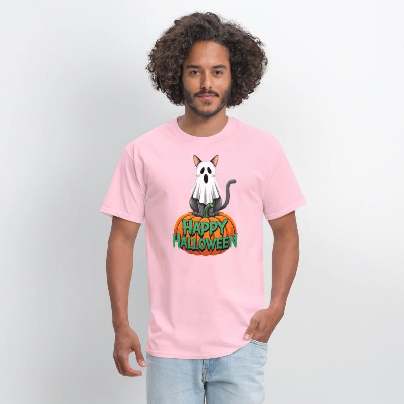 Haunted Halloween Cat and Pumpkin - Spooky Ghost