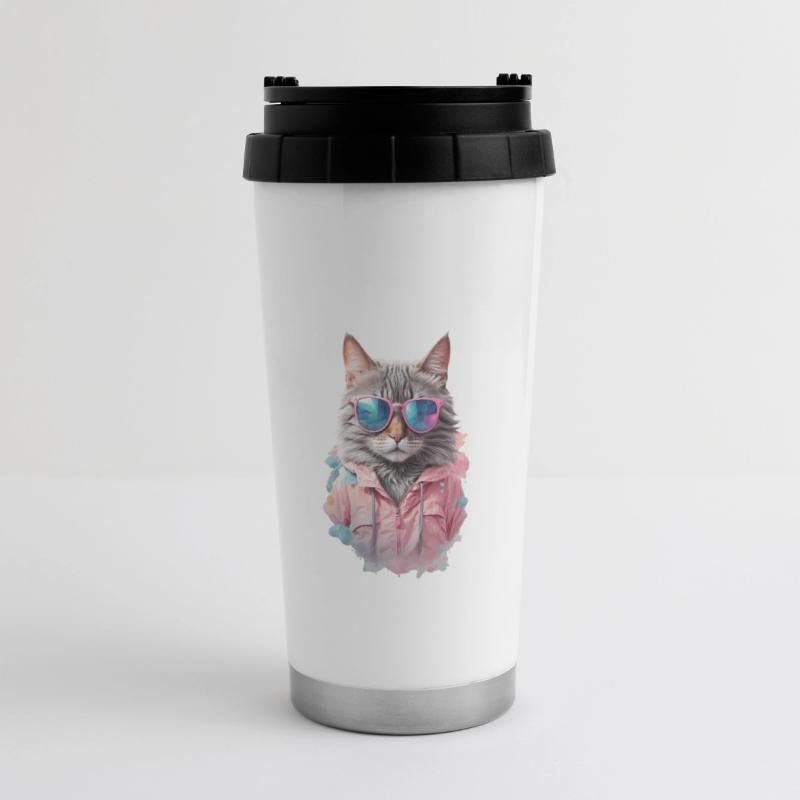 Modern Chic Cat In Pink Pastel Color