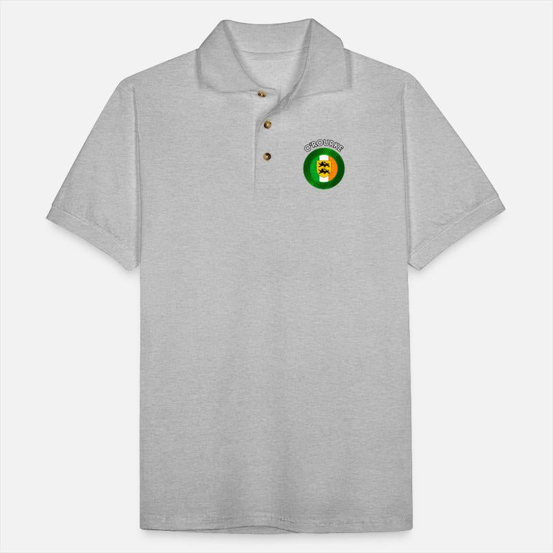 O'Rourke Coat of Arms on Shamrock Irish Flag