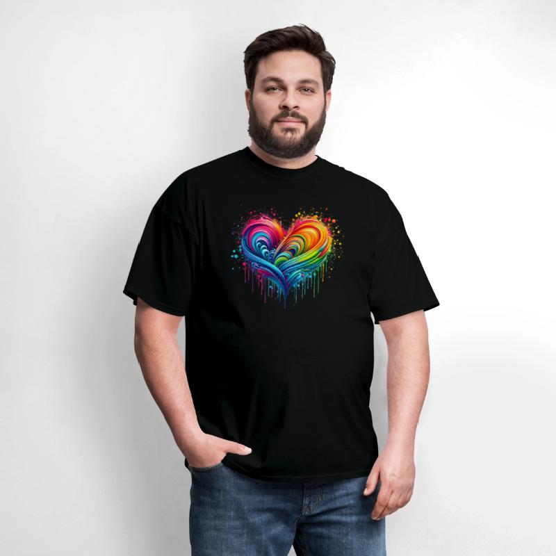 Rainbow Flag Paint Splatter Heart Pride 2024 LGBTQ