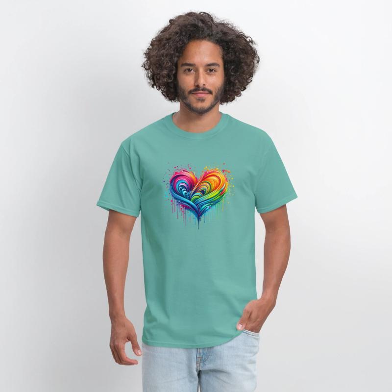 Rainbow Flag Paint Splatter Heart Pride 2024 LGBTQ