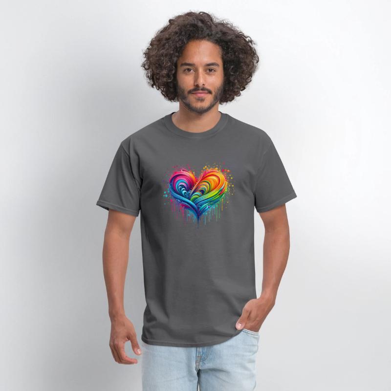 Rainbow Flag Paint Splatter Heart Pride 2024 LGBTQ