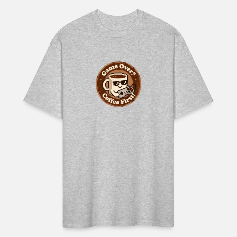 Retro Gaming Humor Coffee First Game Over