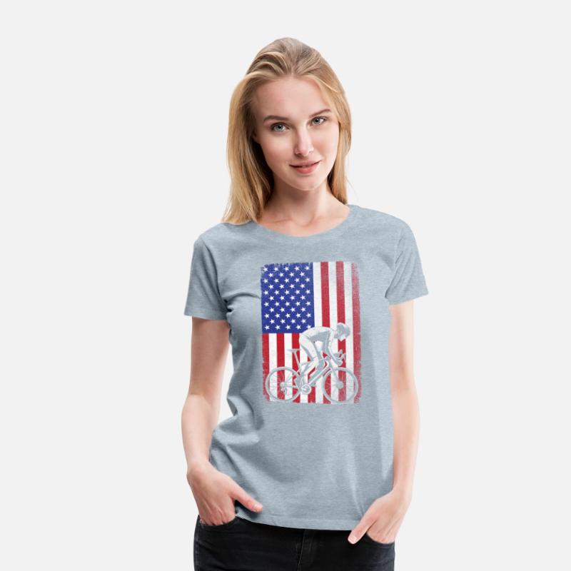 Road Biking Cycling 4th Of July USA American Flag
