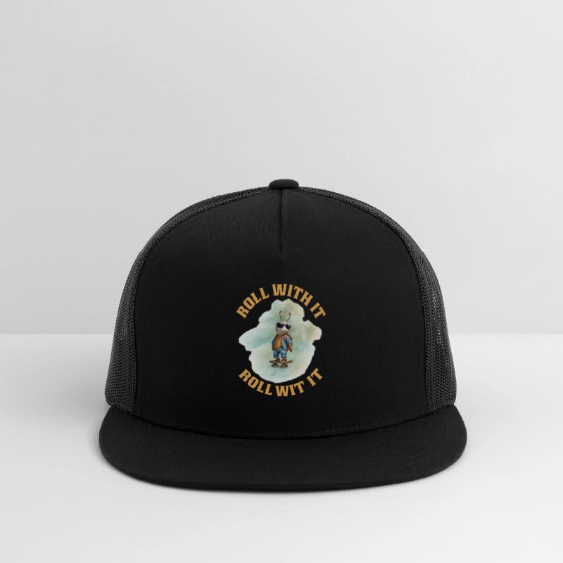 Skateboarding Ant with Bold Text