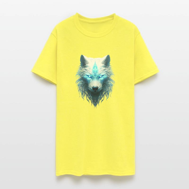 Spirit animal wolf with glowing blue tribal marks