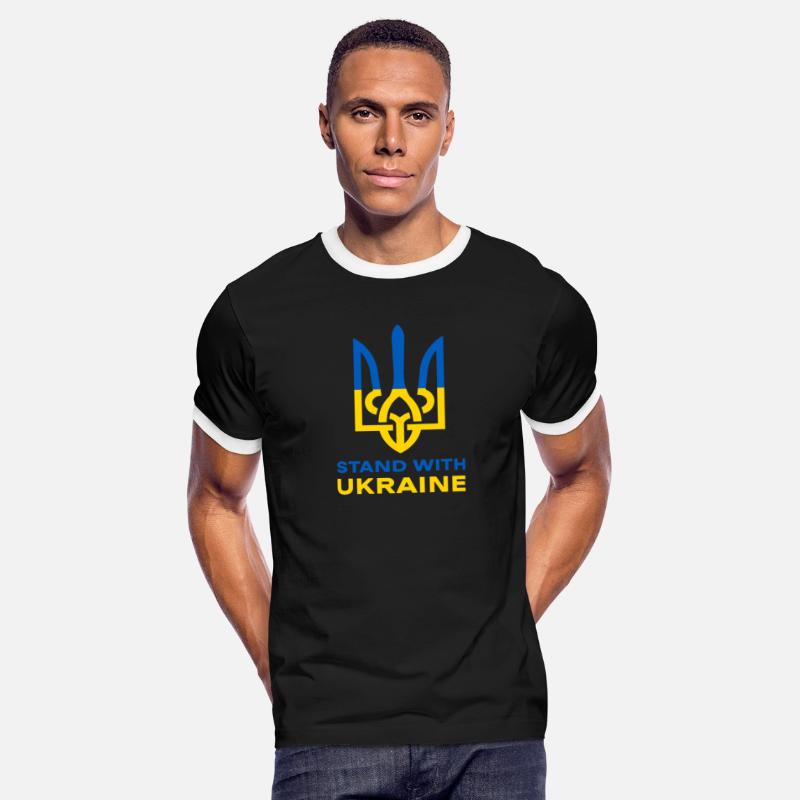 Stand with Ukraine (yellow-blue coat of arms)
