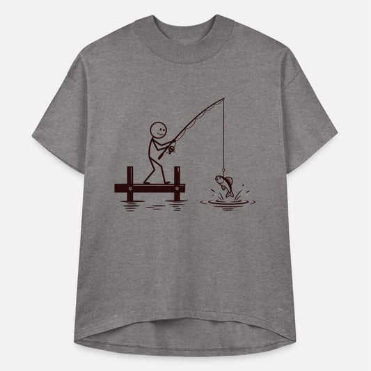 Stick Figure Fishing vector one color